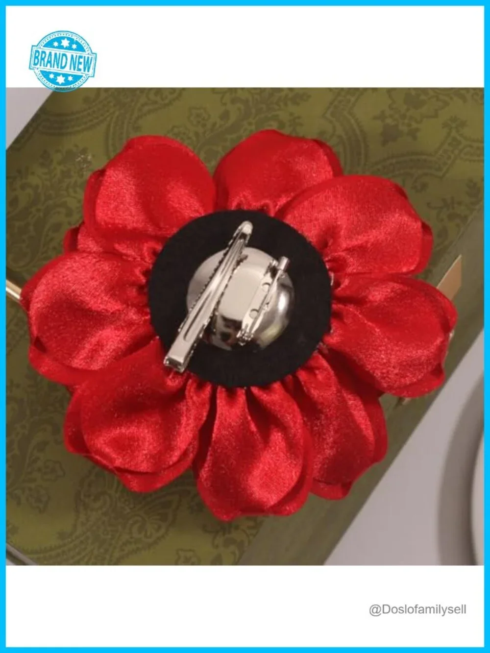 Large Red Rose Hair Clip Brooch for Women Floral Charm Pin